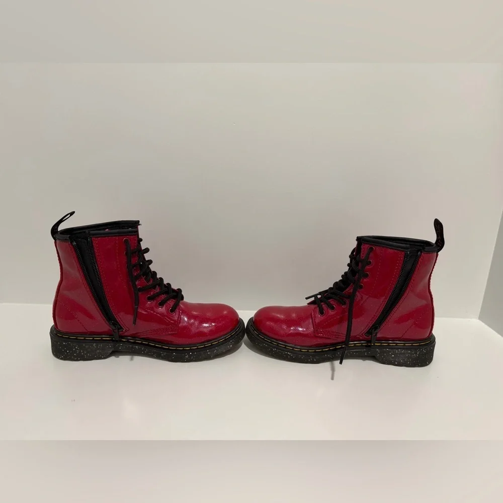 Doc Martens Dr. Martens youth Size 3 patent side zip red combat boots like new